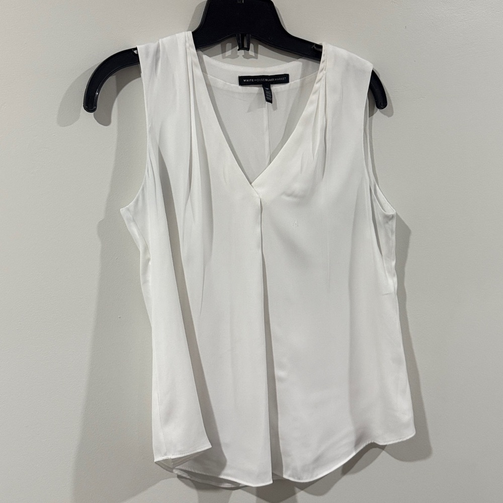 White House Black Market V-Neck White Blouse